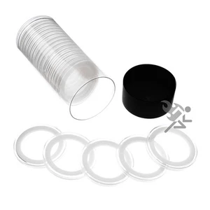 Silver Philharmonic Holder, Black Capsule Tube & 20 Air-Tite 37mm White Rings - Picture 1 of 2