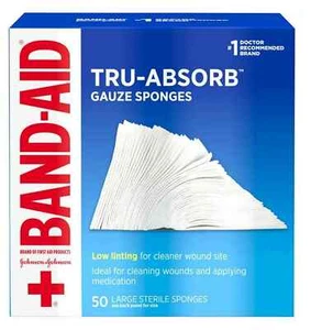 Band-Aid Gauze Tru-Absorb Sponges / Pads Large ( 4" x 4" ) 50ct - Picture 1 of 1