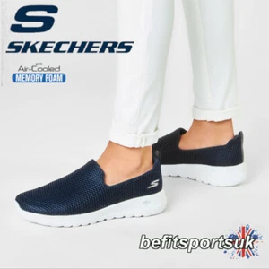 SKECHERS WOMENS SLIP-ON SHOES SKETCHERS LADIES GO WALK MEMORY FOAM TRAINERS BLUE