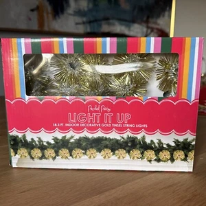 Vintage inspiriert verpackt Party 20 kt Gold Lametta Lichterkette 18 Fuß Innen NEU - Bild 1 von 4