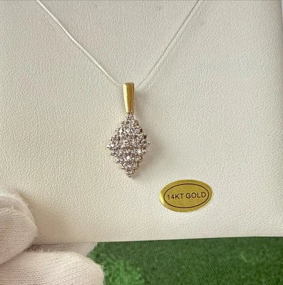Vtg.Sign 14K Yellow Gold Multi Diamond Cluster Pendant Mint - Image 1 of 4