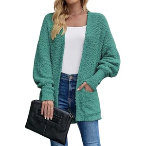 NEW 2X ZESICA Women's Blue Chunky Knit Open Front Cardigan Sweater - Picture 1 of 7
