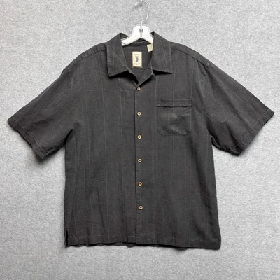 Camisa de campamento Jamaica Jaxx 100 % seda abotonada manga corta para hombre grande carbón Foto 1 de 4