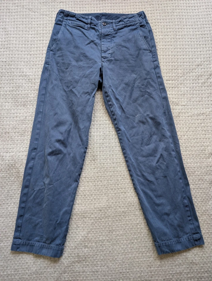 Wallace & Barnes Chino Pants Mens 30x32 Officer Button Fly Blue Selvedge J Crew - Image 1 of 4