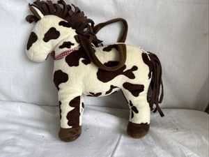 Bolso de mano Heaven Stuffed Pinto Pony Cartera de felpa con cremallera y asas 2002 - Imagen 1 de 4