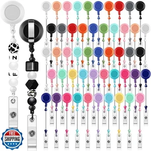 Sayglossy 50 Pezzi Bobina Distintivo Perline Porta Clip Retrattili per Perline Bulk  - Foto 1 di 5