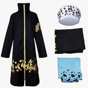 Anime Cosplay Trafalgar Law schwarzer Umhang Mantel Kostüm Cosplay Party komplettes Set - Bild 1 von 3