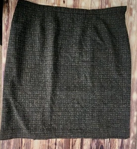 Pendleton Skirt Womens Sz 22W Plus Size Virgin Wool Silk Vintage Black Tweed - Picture 1 of 9