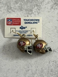 Retro San Francisco 49ers Helmet Earrings Game Day Gear NFL RUSS - Picture 1 of 5