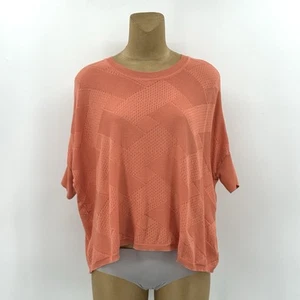 PLANET by Lauren G One Size Coral Pima Knit Dolman 3/4 Sleeve Pullover Top Women - Picture 1 of 11