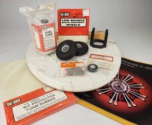 Model Airplane Lot - DU-BRO Fuel Tank Wheels Foam Rubber Robart Hinge Pin Stand - Picture 1 of 19