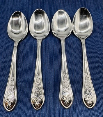 Lote de 4 talheres de aço inoxidável sem cor Pfaltzgraff Winterberry Holly colher de chá - Imagem 1 de 4