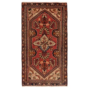 Hamedan 118x66 cm Handgeknüpfter Perserteppich Orient Wolle Carpet Rug Rot - Picture 1 of 11