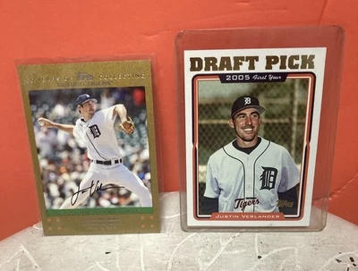 Selección de draft Topps Gold Parallel 802/2005 2005 Justin Verlander 2005 como nueva novato radiocontrol Foto 1 de 4