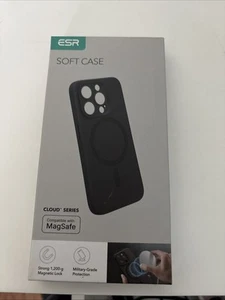 ESR Cloud Series Soft Case Halolock iPhone 15 Pro Black Smooth Silicone - Picture 1 of 3