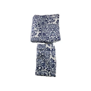 Lauren Ralph Lauren Duvet Cover 2 Shams King Size Blue White Bird Scroll Cotton - Picture 1 of 18