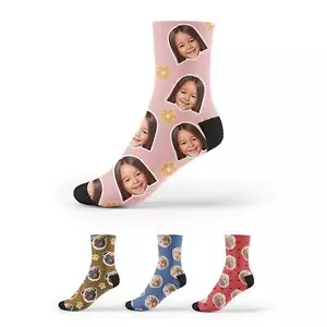 Calcetines de fotos personalizados impresión personalizada secado rápido antideslizantes 210GSM gruesos hechos en el Reino Unido - Imagen 1 de 8