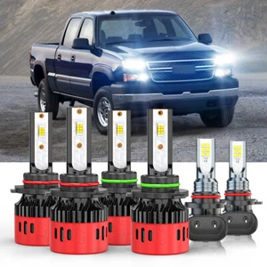 6X 6000K LED Headlight+Fog Light FIT 2003-2006 Chevy Silverado 1500 2500 3500 HD - Bild 1 von 17