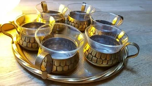 Teeservice Metall, Glas, aus den 70er Jahren, komplett, sehr stylisch - Bild 1 von 5