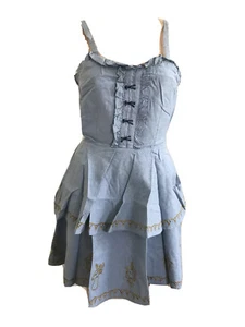 LAURA LEES LITTLE MISS SEW BLUE COTTON EMBROIDERED DRESS M UK 12 EU 40 US 8 BNWT - Picture 1 of 11