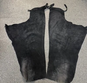 Black Suede Leather Whitman Schooling Work Chaps NO Fringe Good Shape - Picture 1 of 10