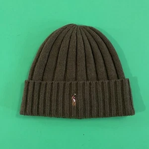 NUEVO Polo Ralph Lauren Para hombres Gorra Calavera Gorro Invierno Sombrero Verde Oliva OS - Imagen 1 de 3