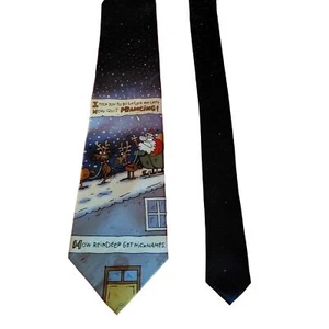 John Ashford Blue Silk Christmas Neck Tie How Reindeer Get Nicknames - Picture 1 of 12