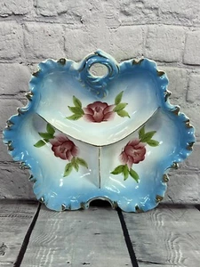 vtg Ruffled Edge Floral Trinket Vanity Candy Dish Ucagco Japan hand painted - Picture 1 of 6