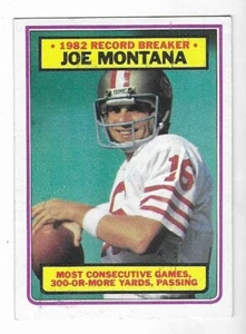 Joe Montana 1983 Topps NFL Football 1982 Record Breaker Card #4 HOF 49ers Chiefs - Bild 1 von 2