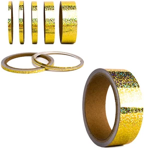 Zierstreifen Oilslick Glitzer Gold 30mm Deko Klebestreifen Folie Auto Aufkleber - Picture 1 of 11