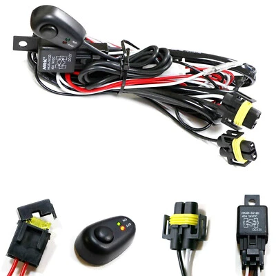 Kit de cables de arnés de relé H11 H8 + interruptor de encendido/apagado LED para luces antiniebla lámpara de trabajo HID Foto 1 de 4