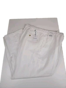$89 NWT Caribbean Roundtree & Yorke Linen Pants Men 48x30 Elastic Waist White - Picture 1 of 8