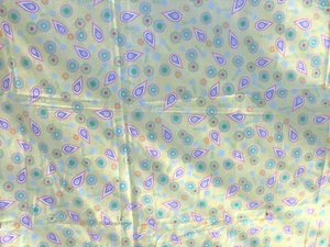 Fabric Light Cotton Flower Paisley Print 72” x 45” Pale Yellow Blue Green - Picture 1 of 4