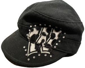 ❤ Womens Newsboy Train Hat WISCONSIN BADGERS University Black Bling Cow Painter - Picture 1 of 5