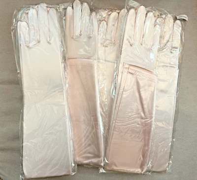 Pink Women Long Satin Evening Gloves 22'' Full-length Opera Gloves - Image 1 of 4