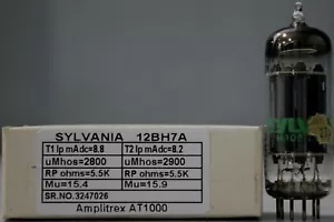 NOS 12BH7A SYLVANIA NOS made in U.S.A New in White Box Amplitrex Tested 1 Pc - Picture 1 of 9