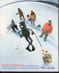 Vintage print ad advertisement Planters Nut Mix Winter Ice Hole Fishing Loves - Picture 1 of 1