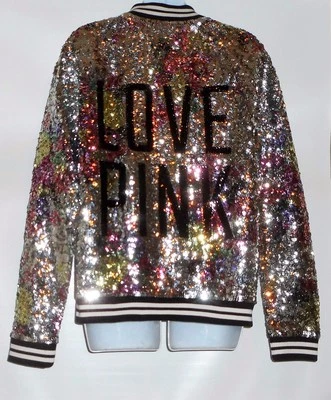 Chaqueta Universitaria Victoria's Secret VS Rosa Edición Limitada 2013 Lentejuelas Bling S Nueva Con Etiquetas Foto 1 de 3