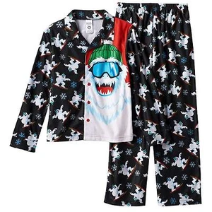 Mad Dog Concepts Black Snowboard Yeti Flannel Pajamas XS 4 $36 NWT - Picture 1 of 1