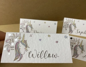 6x UNICORNIO Nombre Lugar TARJETAS Mesa Set Boda Niños Niños Cumpleaños Decoración - Imagen 1 de 5