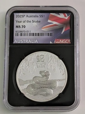 2025P AUSTRALIA S$1 YEAR OF THE SNAKE NGC MS70 SKU 8328870-011 - Image 1 of 2