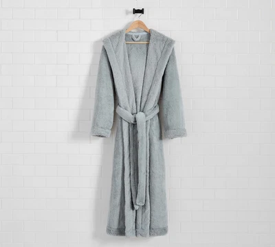 Nueva bata polar Pottery Barn Fireside, mediana, azul frío, con capucha Foto 1 de 4