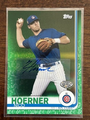 2019 Topps Pro Debut - Nico Hoerner #184 Green Autographs /99 (AU, RC) - Image 1 of 2