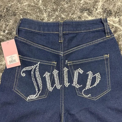 Pantalones de mezclilla Juicy Couture para mujer 25x30 Y2K holgados NUEVOS CON ETIQUETAS Lunita Bling anchos Foto 1 de 4