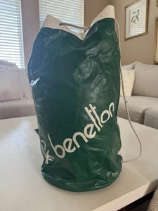 Bolso de Lona Vintage Años 80 Verde Benetton Cordón Cilindro Eslinga Dañado - Imagen 1 de 11