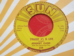 2-JOHNNY CASH-STRAIGHT A's IN LOVE-SUN 334 - Picture 1 of 2