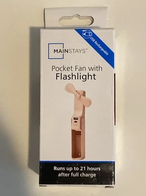 Ventilador de Bolsillo Mainstays + Banco de Alimentación con Linterna - Rubor Rosa Foto 1 de 4