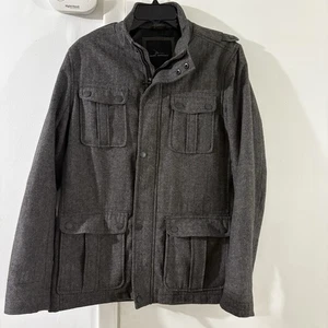Marc Anthony Wool Blend Gray Bomber Zip Jacket Men's Sz M Charcoal Pockets Lined - Picture 1 of 13