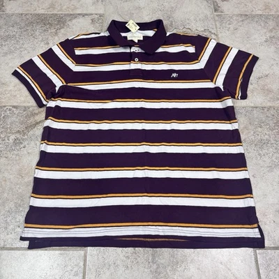 复古 Aeropostale Polo 衫男式 3XL 短袖条纹 Y2K 全新带标签 — 第 1/4 张图片