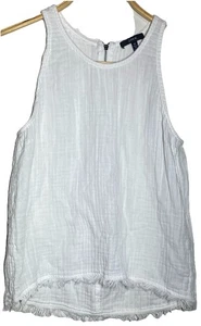 Drew Sleeveless Top White Fringe Trim Tank Top XS - Picture 1 of 5